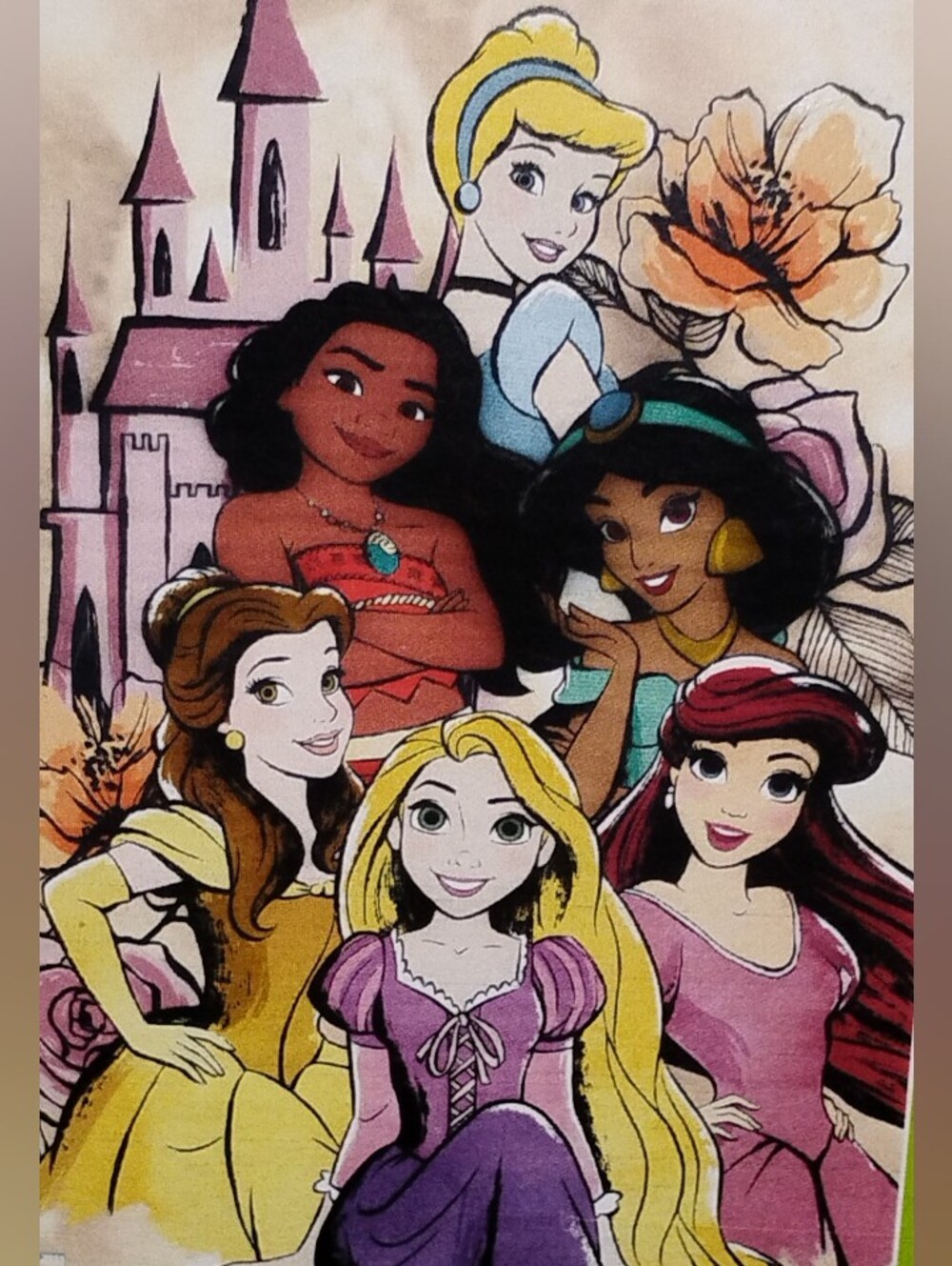 Disney Princess Collage Poster - Pink, Purple, Yellow & Cream